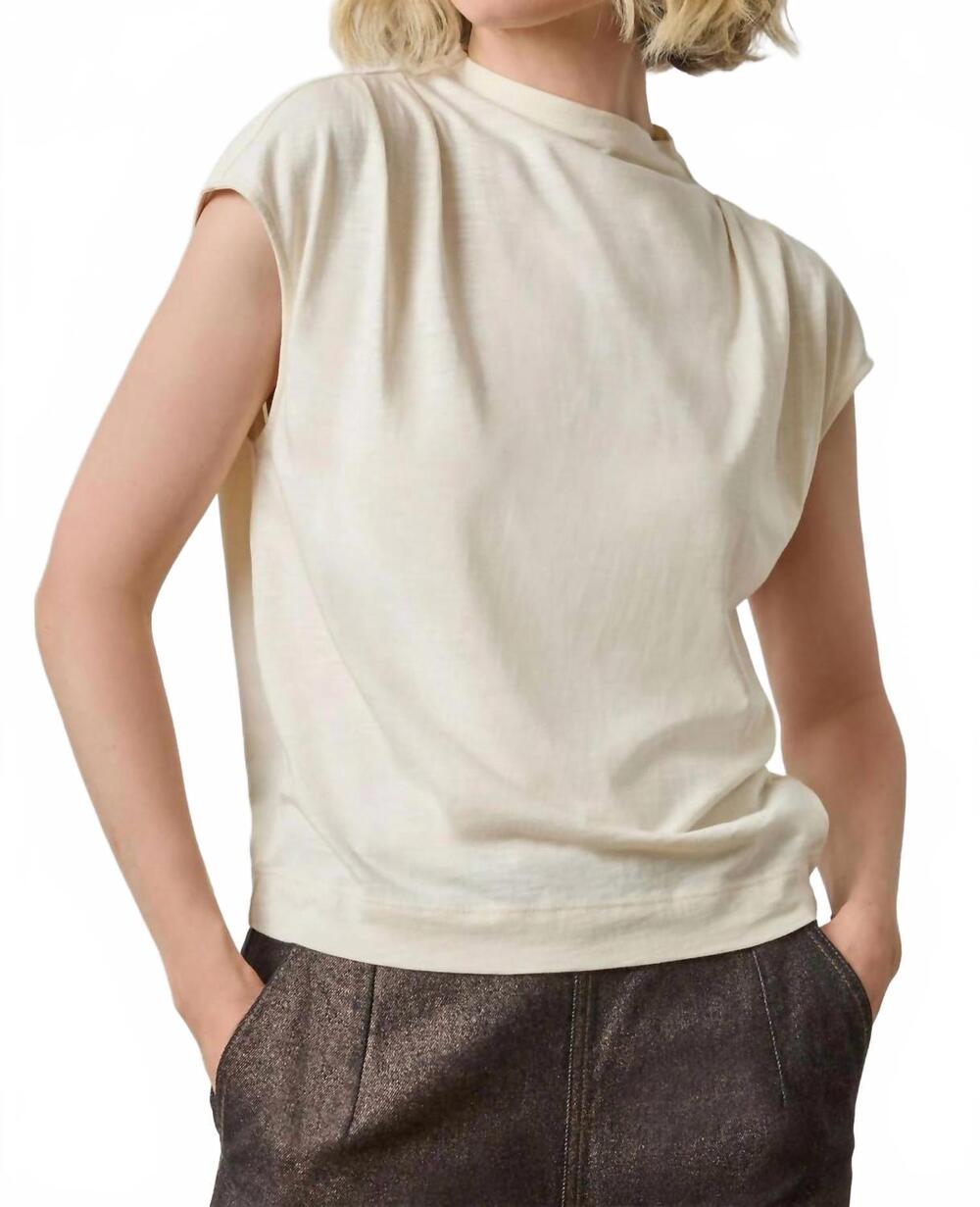 NEW LILLA P cap sleeve mock top in snow